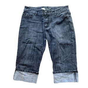 Zena Studded Denim Folded Hem Capri Sz 12P